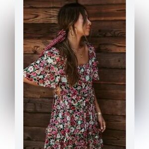 Sezane Coline Floral Ruffle Dress